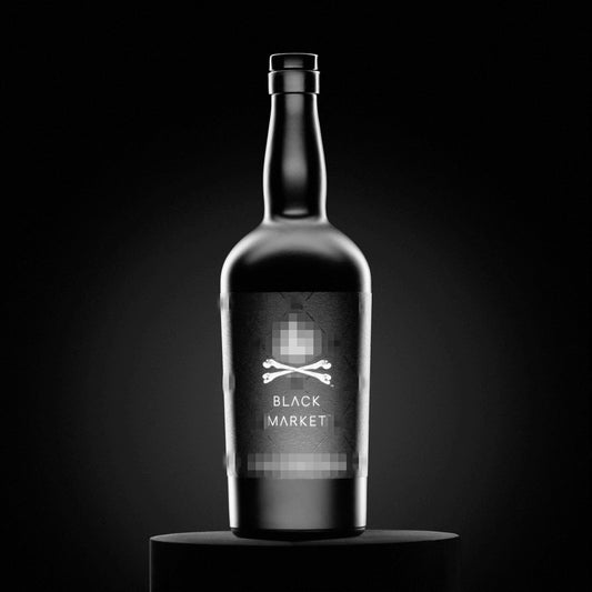 Black Market 750ml bottle product shot — premium hemp-derived spirit alternative — Black Market