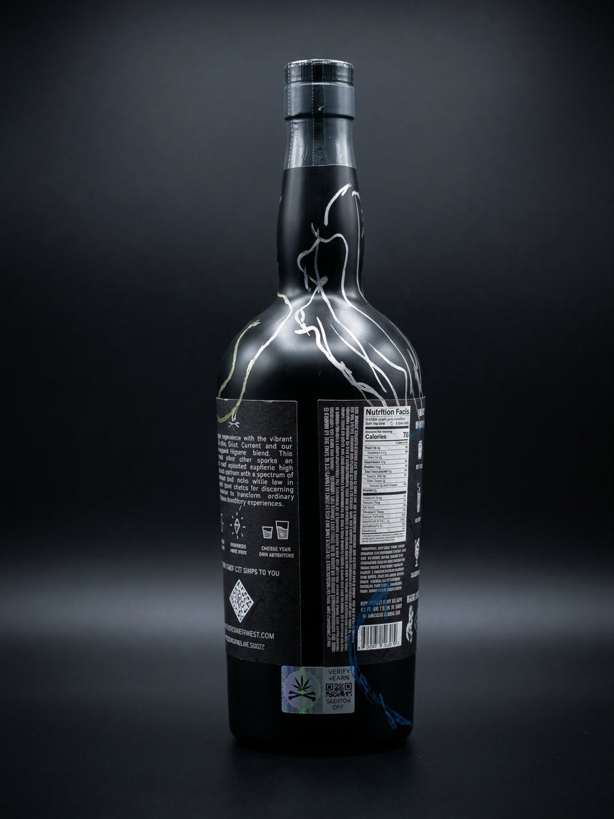 Black Market 750ml bottle detail shot — product imagery — Black Market