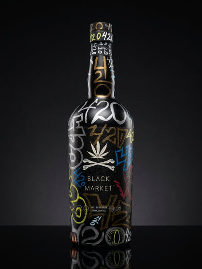 Black Market 750ml bottle product shot — premium hemp-derived spirit alternative — Black Market