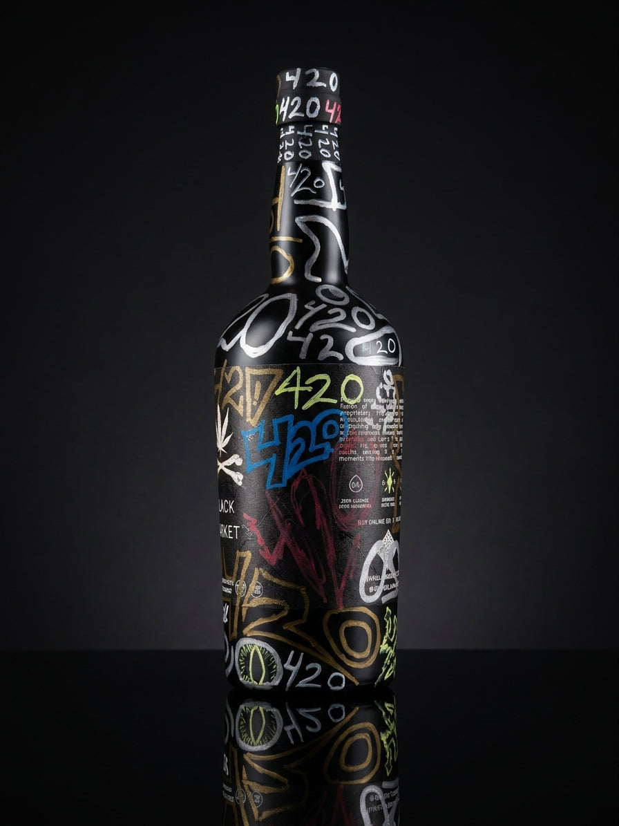 Black Market 750ml bottle detail shot — product imagery — Black Market