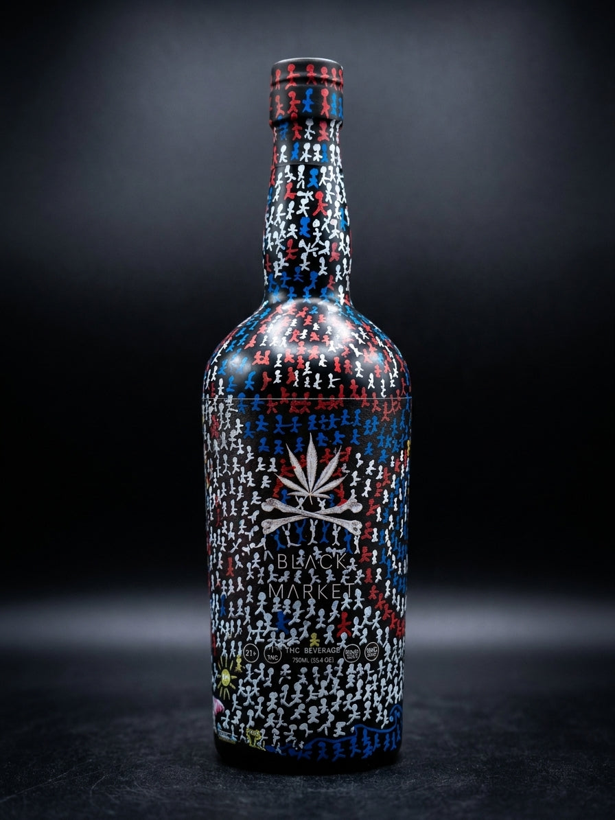 Black Market 750ml bottle product shot — premium hemp-derived spirit alternative — Black Market