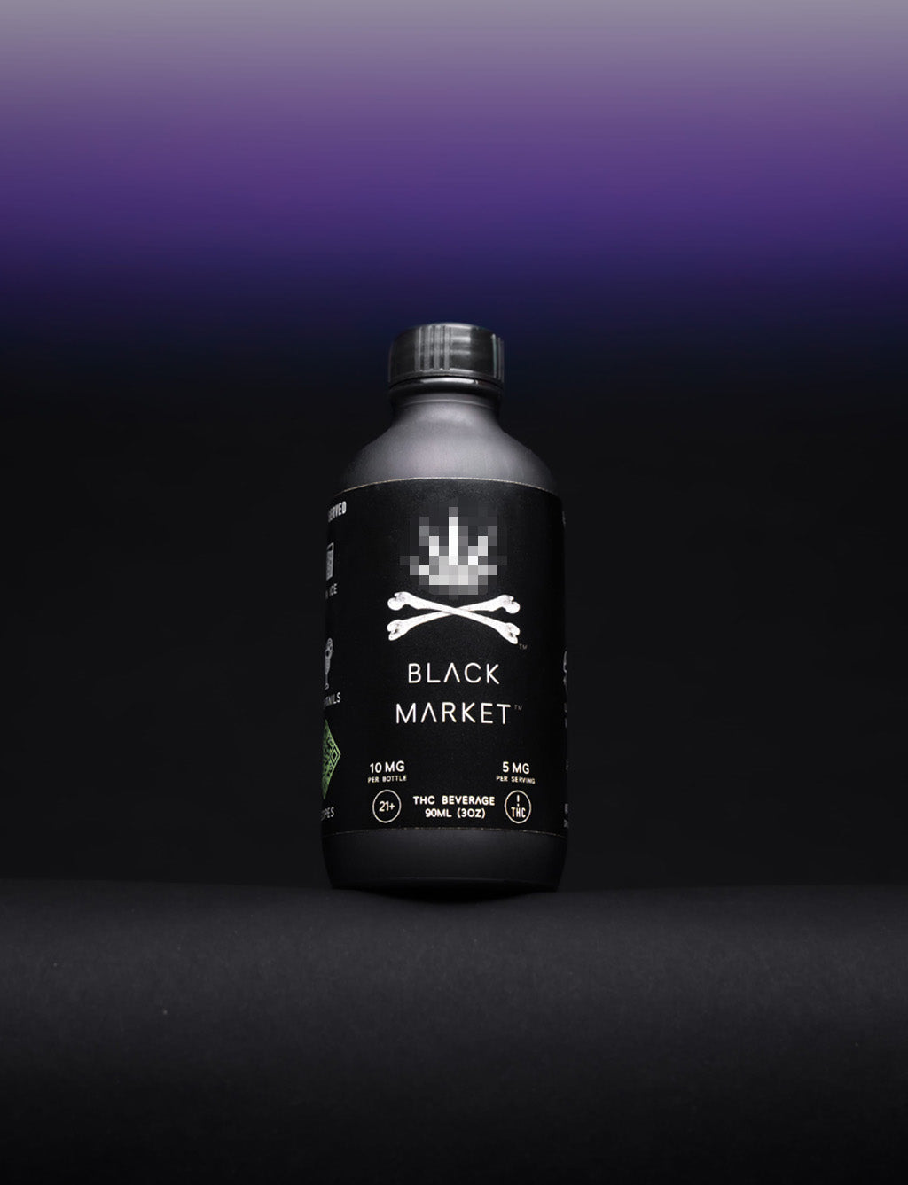Black Market mini bottle product shot — premium hemp-derived spirit alternative — Black Market