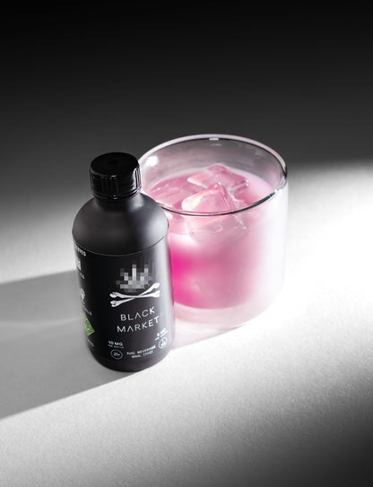 Black Market mini bottle detail shot — product imagery — Black Market