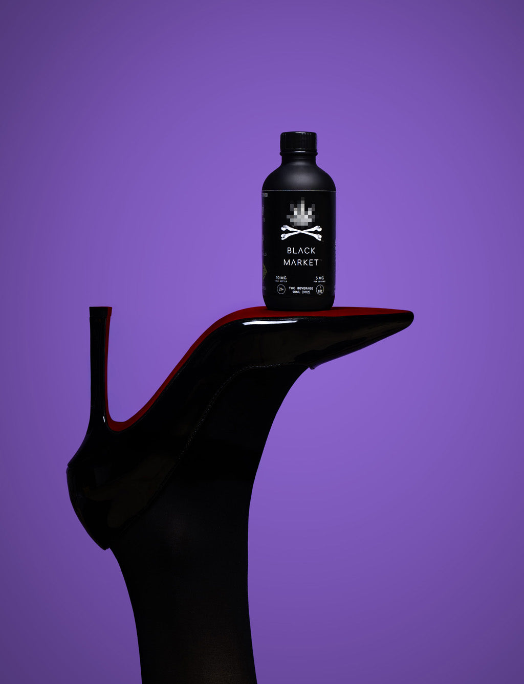 Black Market mini bottle detail shot — product imagery — Black Market