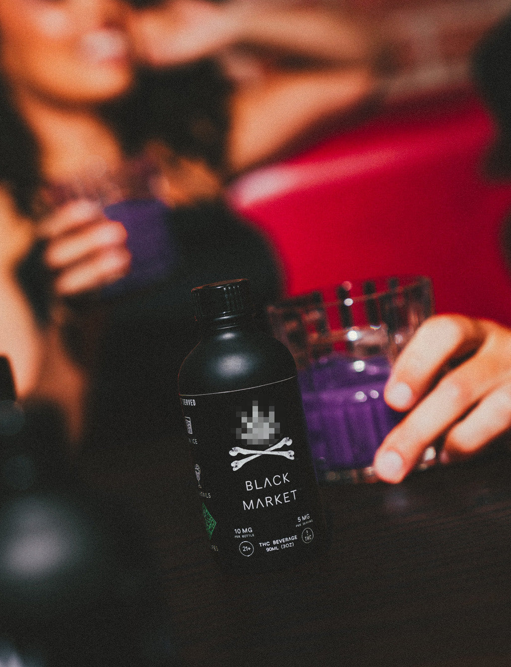 Black Market mini bottle detail shot — product imagery — Black Market